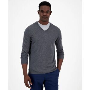 Alfani Men's Cotton V-Neck Sweater - Charcoal Heather XXL